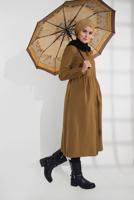 Hijab clothing BROWN HIDDEN-ZIPPED COAT 8305 