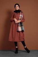 Tesettür giyim KAHVE FERMUARLI KAŞE KABAN 8305