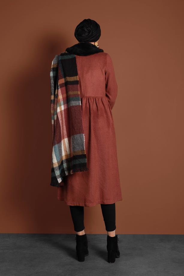 Tesettür giyim  FERMUARLI KAŞE KABAN 8305 - TRENDTESETTÜR