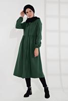Vêtements hijab VERT MANTEAU À ZIP CACHÉ 8305