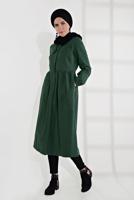 Vêtements hijab VERT MANTEAU À ZIP CACHÉ 8305