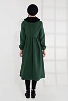 Vêtements hijab VERT MANTEAU À ZIP CACHÉ 8305