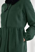 Vêtements hijab VERT MANTEAU À ZIP CACHÉ 8305