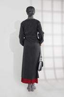 Hijab clothing GREY BELTED ELASTIC-WAIST WALKER COAT  9045 