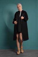 Tesettür giyim SİYAH FERMUARLI KAPÜŞONLU KABAN 9538 