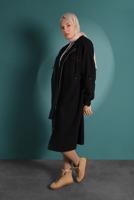 Tesettür giyim SİYAH FERMUARLI KAPÜŞONLU KABAN 9538 