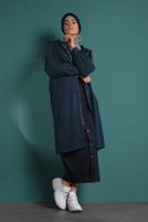 Tesettür giyim LACİVERT FERMUARLI KAPÜŞONLU KABAN 9538 