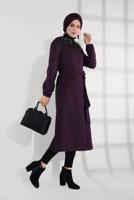 Tesettür giyim MÜRDÜM SUNİ KÜRK DETAYLI KABAN 9768 