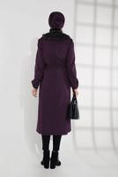 Tesettür giyim MÜRDÜM SUNİ KÜRK DETAYLI KABAN 9768 