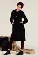 Tesettür giyim SİYAH CEPLERİ PÜSKÜL DETAYLI SÜET KABAN 9776 