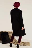 Tesettür giyim SİYAH CEPLERİ PÜSKÜL DETAYLI SÜET KABAN 9776 