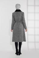 Tesettür giyim GRİ YAKASI KÜRKLÜ GİZLİ DÜĞMELİ KABAN 9790 