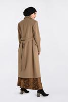 Tesettür giyim KAHVE GİZLİ DÜĞMELİ CEPLİ KABAN 9792 