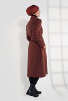 Tesettür giyim KAHVE GİZLİ DÜĞMELİ CEPLİ KABAN 9792 