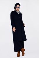 Tesettür giyim LACİVERT DÜĞMELİ VE CEPLİ KAŞE KABAN 9800