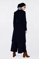 Tesettür giyim LACİVERT DÜĞMELİ VE CEPLİ KAŞE KABAN 9800