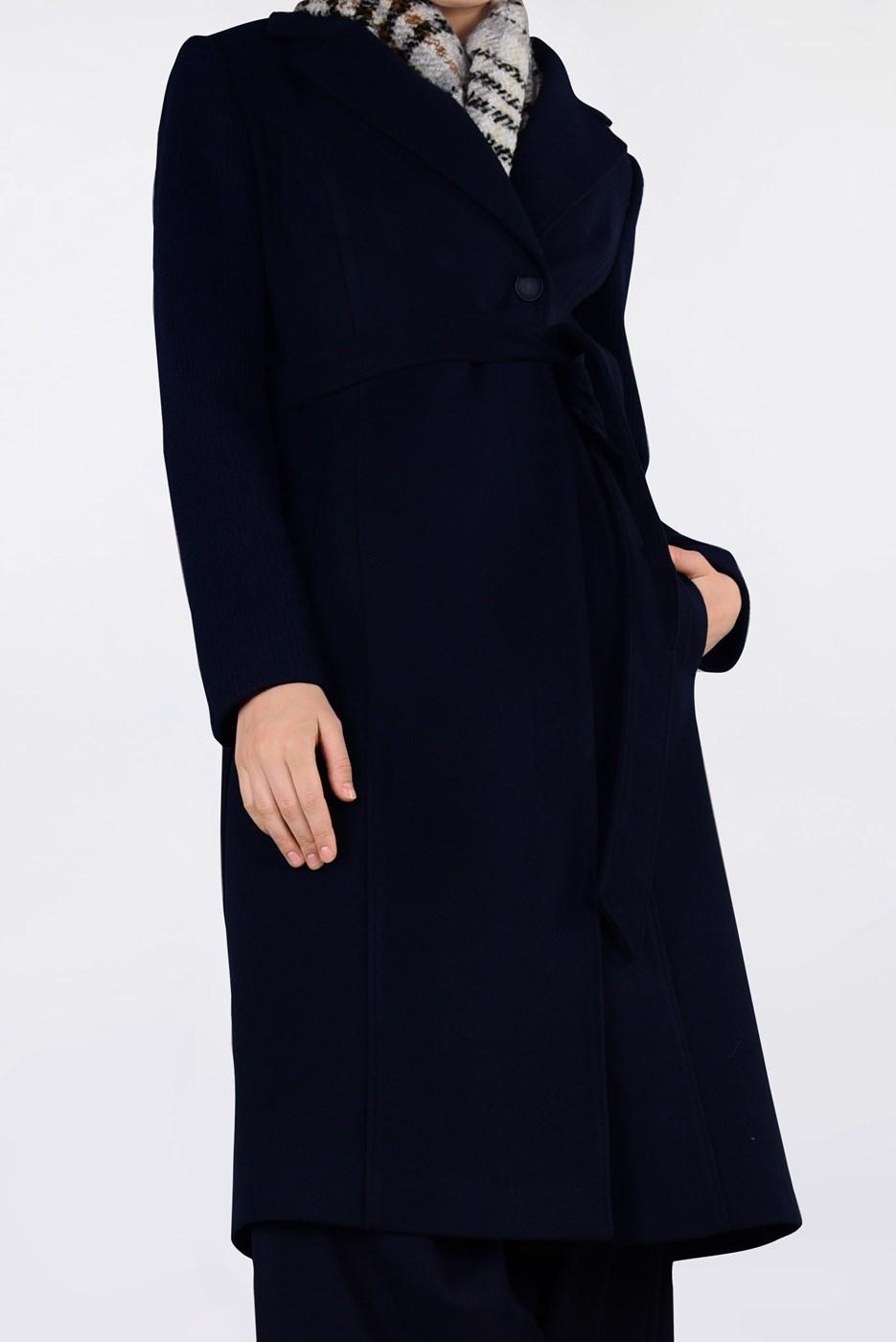 Tesettür giyim LACİVERT DÜĞMELİ VE CEPLİ KAŞE KABAN 9800