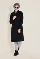 Tesettür giyim SİYAH ALVİNA DÜĞMELİ KAŞE KABAN 9802 