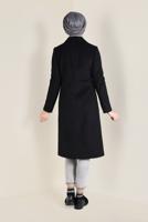Tesettür giyim SİYAH ALVİNA DÜĞMELİ KAŞE KABAN 9802 