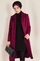 Tesettür giyim KIRMIZI ALVİNA DÜĞMELİ KAŞE KABAN 9802 