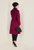 Tesettür giyim KIRMIZI ALVİNA DÜĞMELİ KAŞE KABAN 9802 