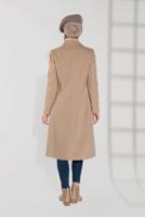 Tesettür giyim BEJ ALVİNA DÜĞMELİ KAŞE KABAN 9802 
