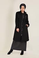 Tesettür giyim SİYAH FERMUARLI KAŞE KABAN 9812