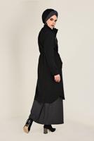 Tesettür giyim SİYAH FERMUARLI KAŞE KABAN 9812