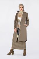 Tesettür giyim KAHVE FERMUARLI KAŞE KABAN 9812