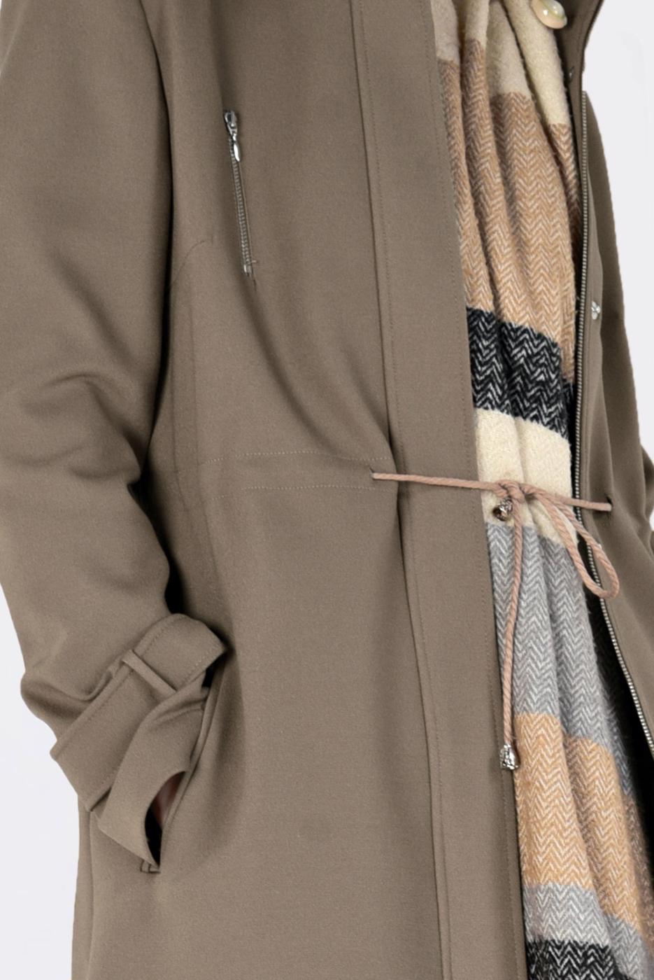 Tesettür giyim KAHVE FERMUARLI KAŞE KABAN 9812