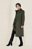 Tesettür giyim HAKİ FERMUARLI KAŞE KABAN 9812