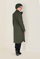 Tesettür giyim HAKİ FERMUARLI KAŞE KABAN 9812