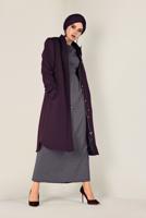 Tesettür giyim MÜRDÜM FERMUARLI KAŞE KABAN 9812