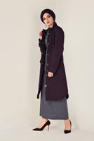 Tesettür giyim MÜRDÜM FERMUARLI KAŞE KABAN 9812