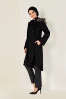 Tesettür giyim SİYAH BOYDAN DÜĞMELİ KAŞE KABAN 9819