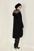 Tesettür giyim SİYAH BOYDAN DÜĞMELİ KAŞE KABAN 9819