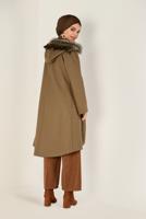 Tesettür giyim KAHVE BOYDAN DÜĞMELİ KAŞE KABAN 9819