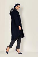 Tesettür giyim LACİVERT BOYDAN DÜĞMELİ KAŞE KABAN 9819