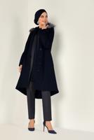 Tesettür giyim LACİVERT BOYDAN DÜĞMELİ KAŞE KABAN 9819