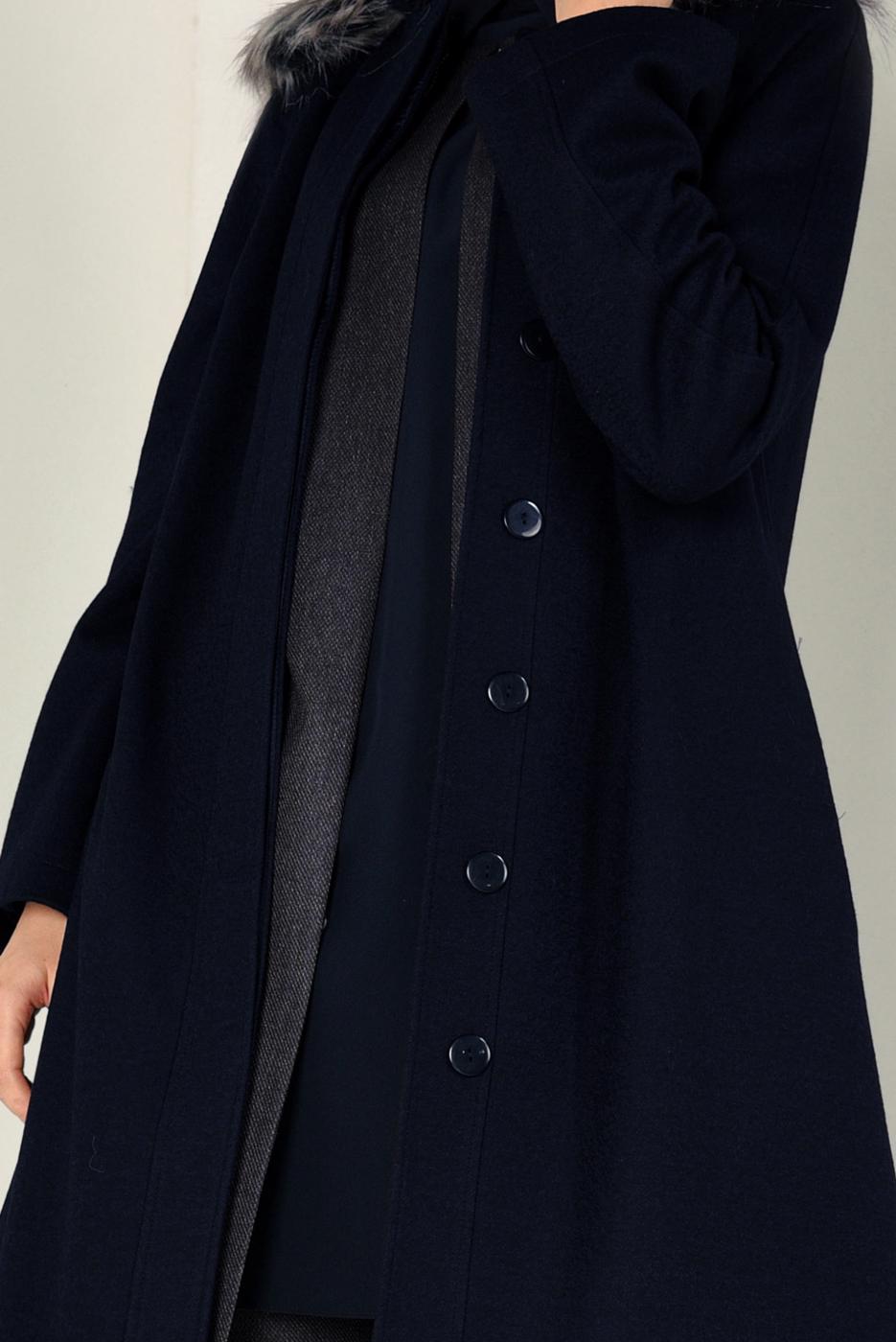 Tesettür giyim LACİVERT BOYDAN DÜĞMELİ KAŞE KABAN 9819