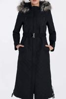 Tesettür giyim SİYAH BELDEN KEMERLİ GİZLİ FERMUARLI KABAN 9822