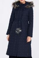 Tesettür giyim LACİVERT KAPÜŞONU KÜRKLÜ YANLARI FERMUAR DETAYLI KABAN 9825