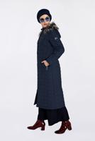 Tesettür giyim LACİVERT KAPŞONU KÜRKLÜ FERMUARLI KABAN 9827