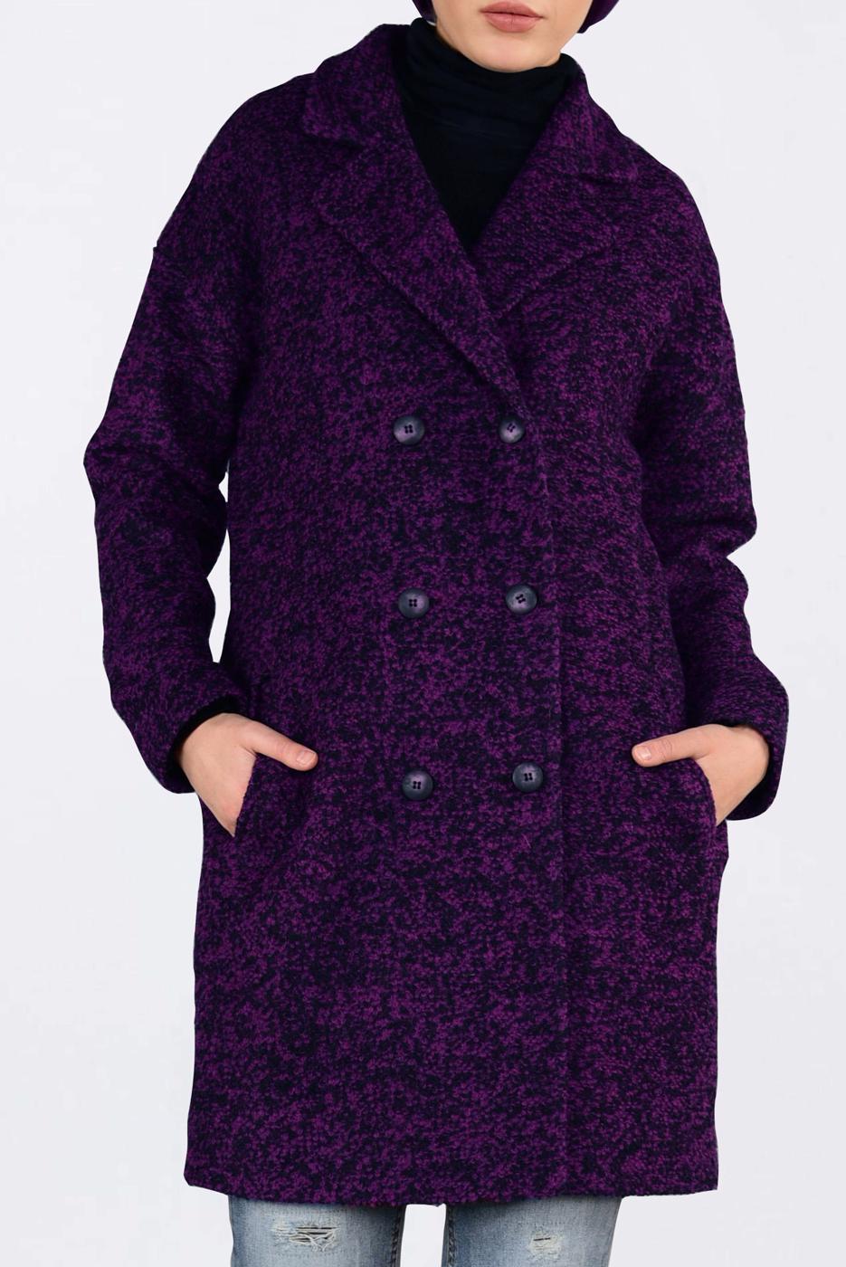 Tesettür giyim FUŞYA ALVİNA KRUVAZE KAŞE KABAN 9833