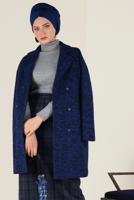 Tesettür giyim LACİVERT ALVİNA KRUVAZE KAŞE KABAN 9833