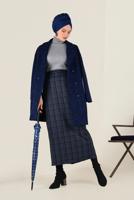 Tesettür giyim LACİVERT ALVİNA KRUVAZE KAŞE KABAN 9833