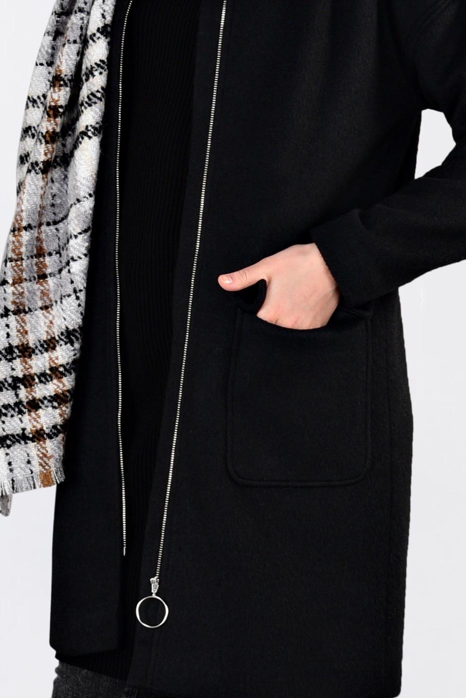 Tesettür giyim SİYAH ALVİNA BİSİKLET YAKA KAŞE KABAN 9835