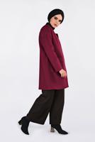 Tesettür giyim KIRMIZI ALVİNA BİSİKLET YAKA KAŞE KABAN 9835