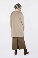 Tesettür giyim BEJ ALVİNA BİSİKLET YAKA KAŞE KABAN 9835