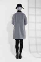 Tesettür giyim GRİ ALVİNA BİSİKLET YAKA KAŞE KABAN 9835